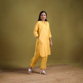 Sequin Work Flex Cotton Plain Straight Kurta with Pant Set for women 09
