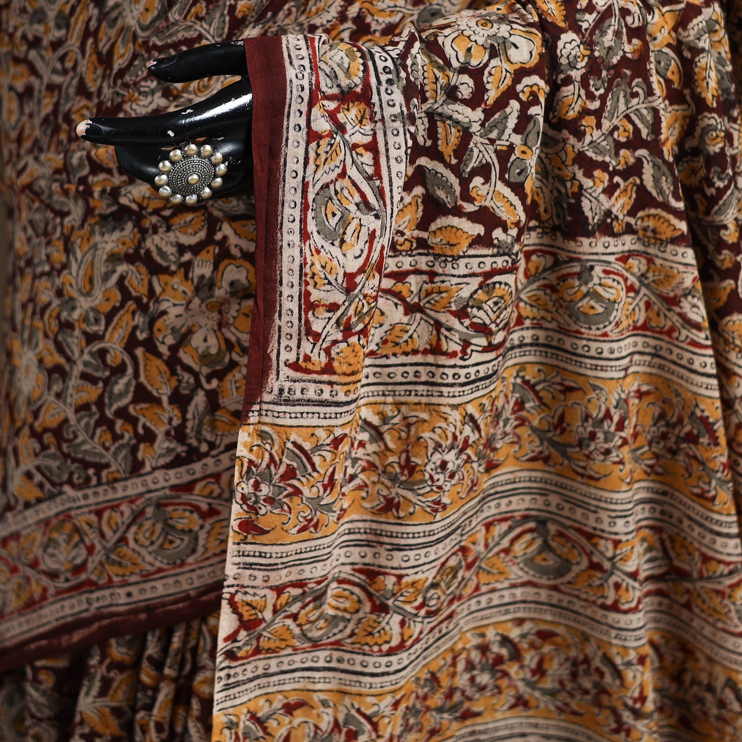 Pedana Hand Block Print Natural Dyed Cotton Kalamkari Saree 43