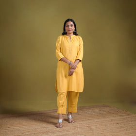 Sequin Work Flex Cotton Plain Straight Kurta with Pant Set for women 09