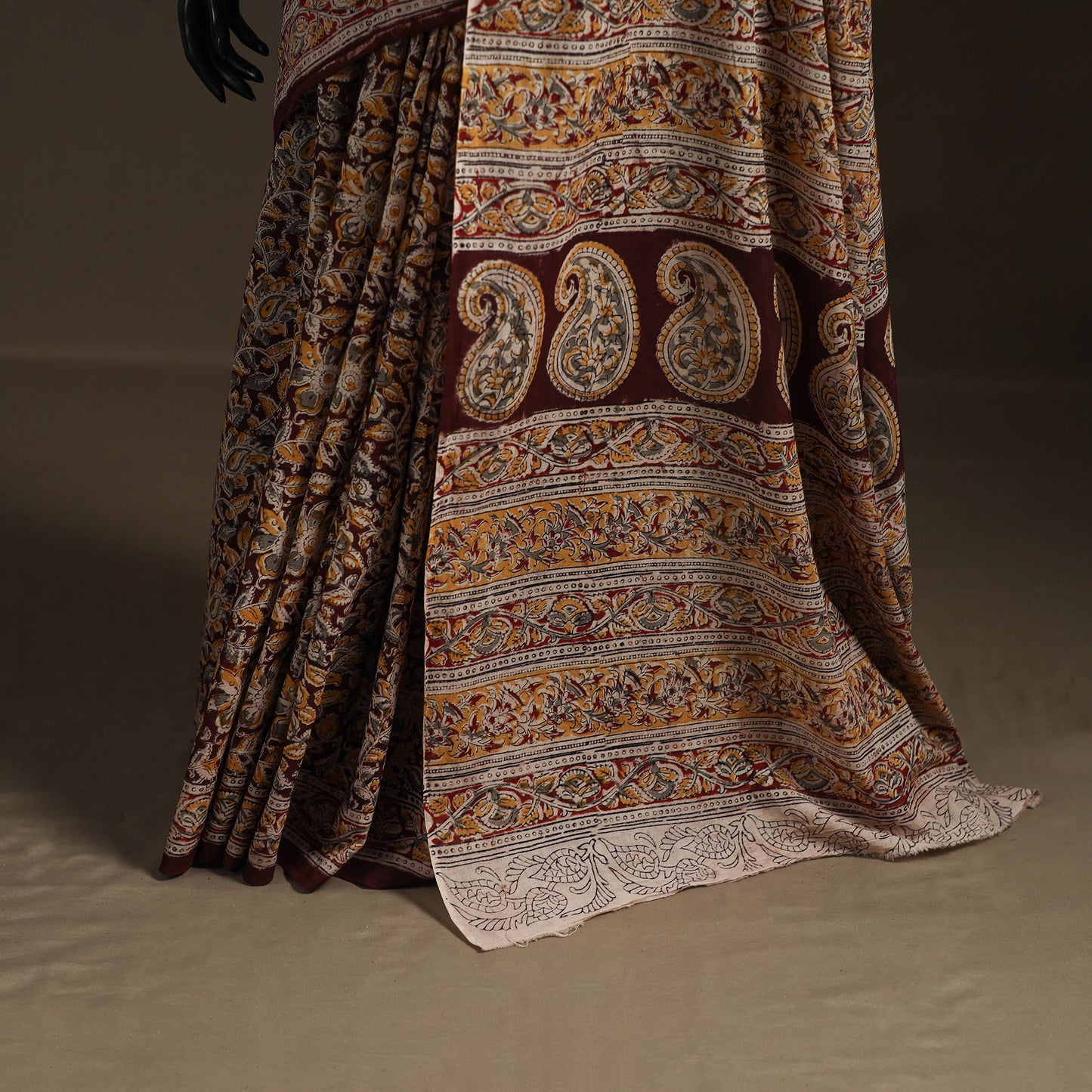Pedana Hand Block Print Natural Dyed Cotton Kalamkari Saree 43