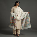 White - handloom chanderi silk handpainted madhubani