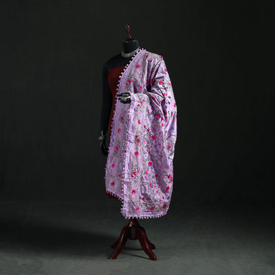 Phulkari Hand Embroidered Chanderi Silk Dupatta 07