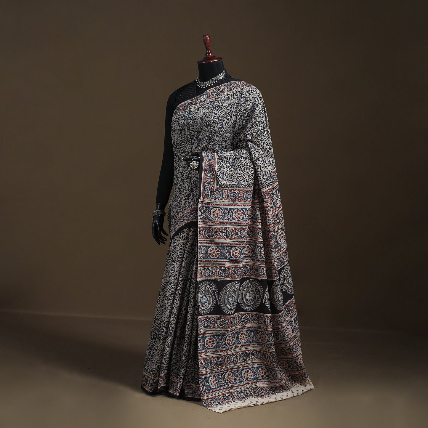 Pedana Hand Block Print Natural Dyed Cotton Kalamkari Saree 44