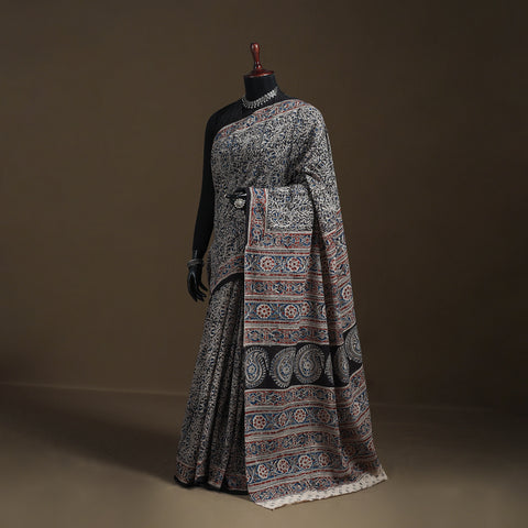 Pedana Hand Block Print Natural Dyed Cotton Kalamkari Saree 44