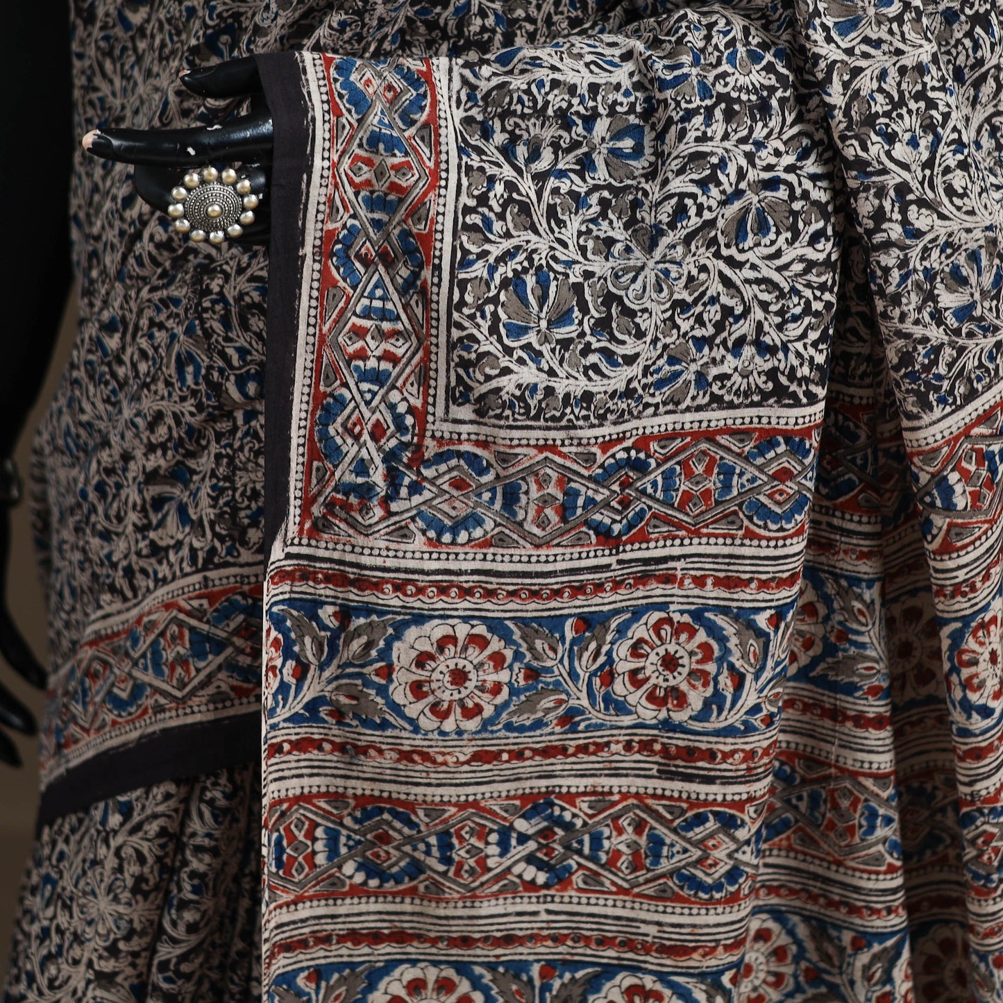 Pedana Hand Block Print Natural Dyed Cotton Kalamkari Saree 44