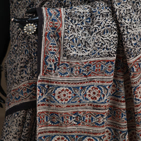 Pedana Hand Block Print Natural Dyed Cotton Kalamkari Saree 44