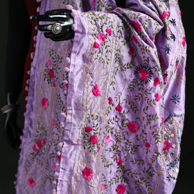Phulkari Hand Embroidered Chanderi Silk Dupatta 07