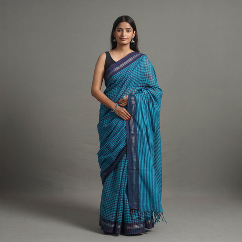 Narayanpet Small Chequered Dobby Cotton Handloom Saree 112