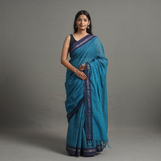 Narayanpet Small Chequered Dobby Cotton Handloom Saree 112