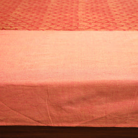 Plain Cotton Double Bed Cover with Block Print Patchwork