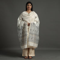 White - Madhubani Handpainted Chanderi Silk Handloom Dupatta 23