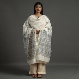  Handloom Chanderi Silk Handpainted Madhubani Dupatta