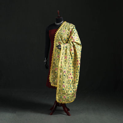 Phulkari Hand Embroidered Chanderi Silk Dupatta 08