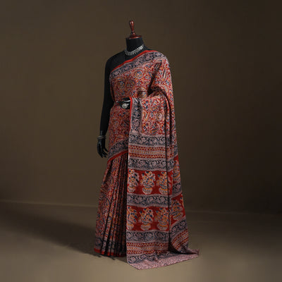 Pedana Hand Block Print Natural Dyed Cotton Kalamkari Saree 45