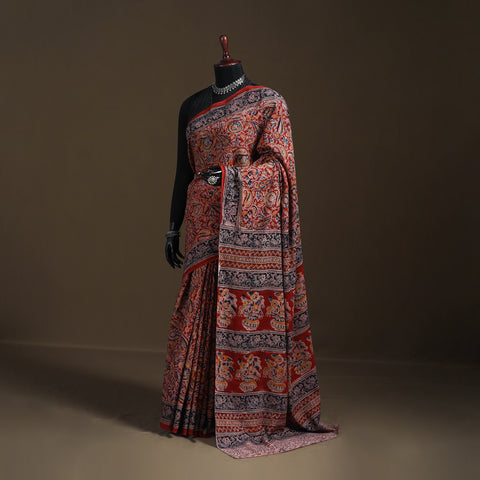 Pedana Hand Block Print Natural Dyed Cotton Kalamkari Saree 45