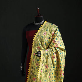 Phulkari Hand Embroidered Chanderi Silk Dupatta 08