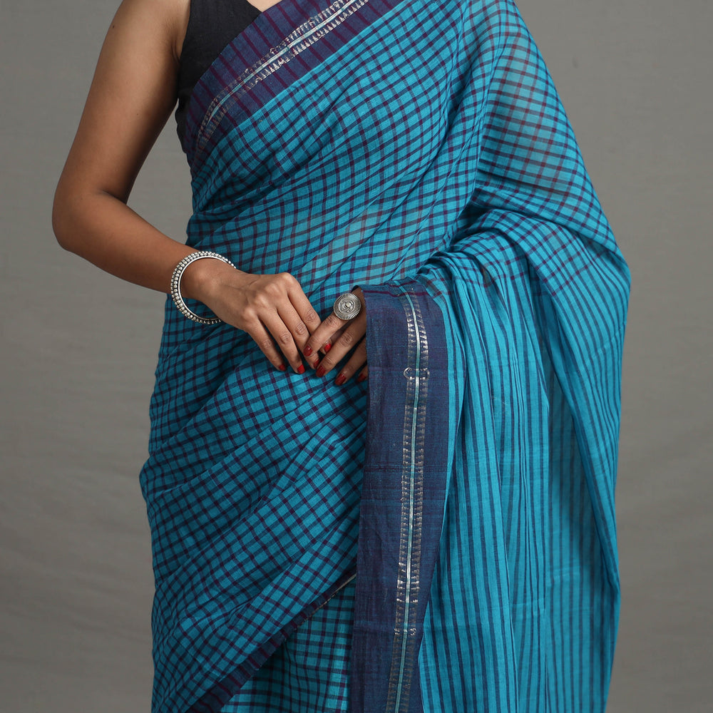 Narayanpet Small Chequered Dobby Cotton Handloom Saree 112