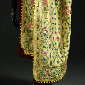 Phulkari Hand Embroidered Chanderi Silk Dupatta 08
