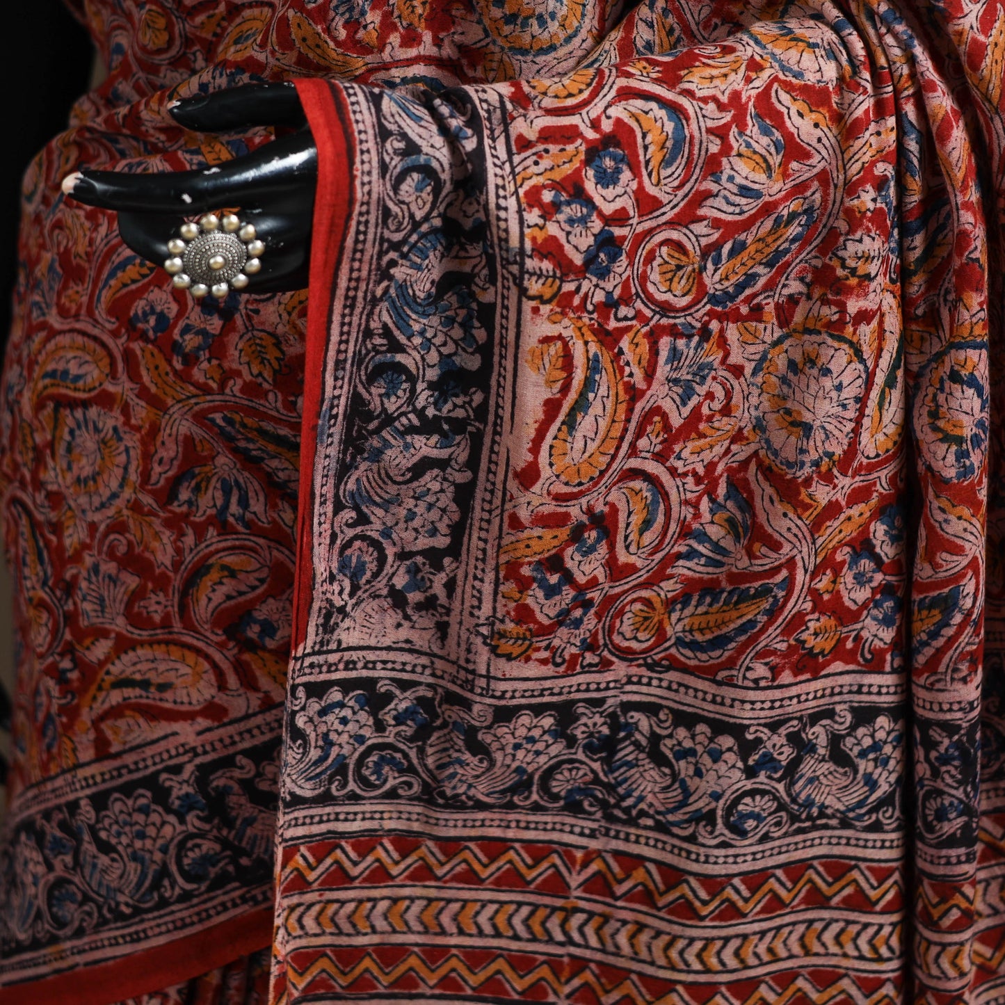 Pedana Hand Block Print Natural Dyed Cotton Kalamkari Saree 45