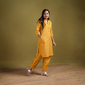 Sequin Work Flex Cotton Plain Straight Kurta with Pant Set for women 13