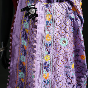 Phulkari Hand Embroidered Chanderi Silk Dupatta 09