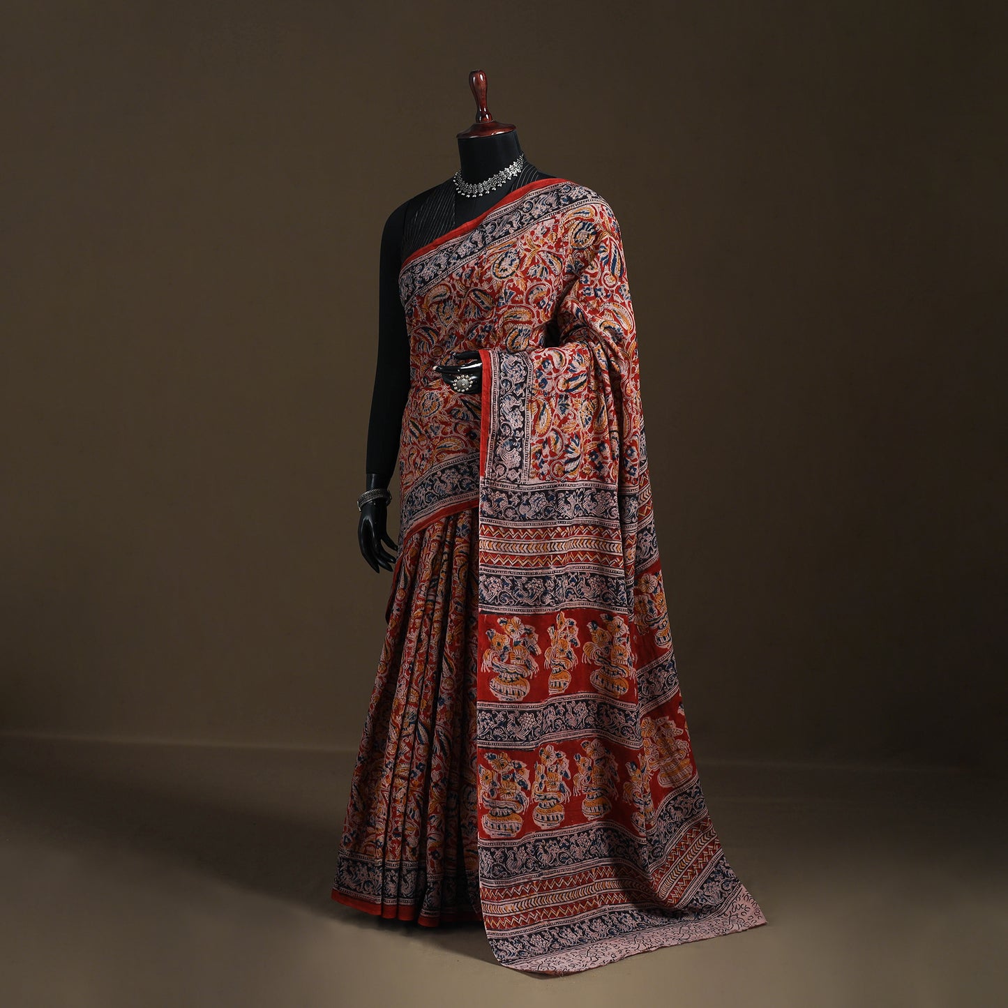 Pedana Hand Block Print Natural Dyed Cotton Kalamkari Saree 46
