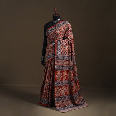 Pedana Hand Block Print Natural Dyed Cotton Kalamkari Saree 46