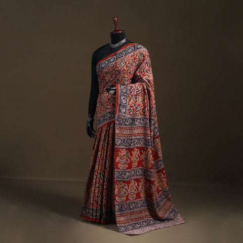 Pedana Hand Block Print Natural Dyed Cotton Kalamkari Saree 46