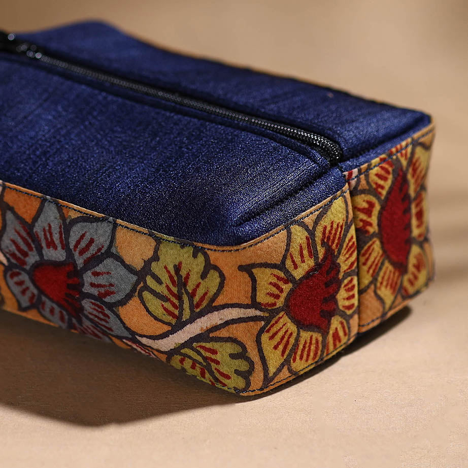 Blue - Handpainted Kalamkari Multipurpose Cosmetic/Toiletry Bag 21