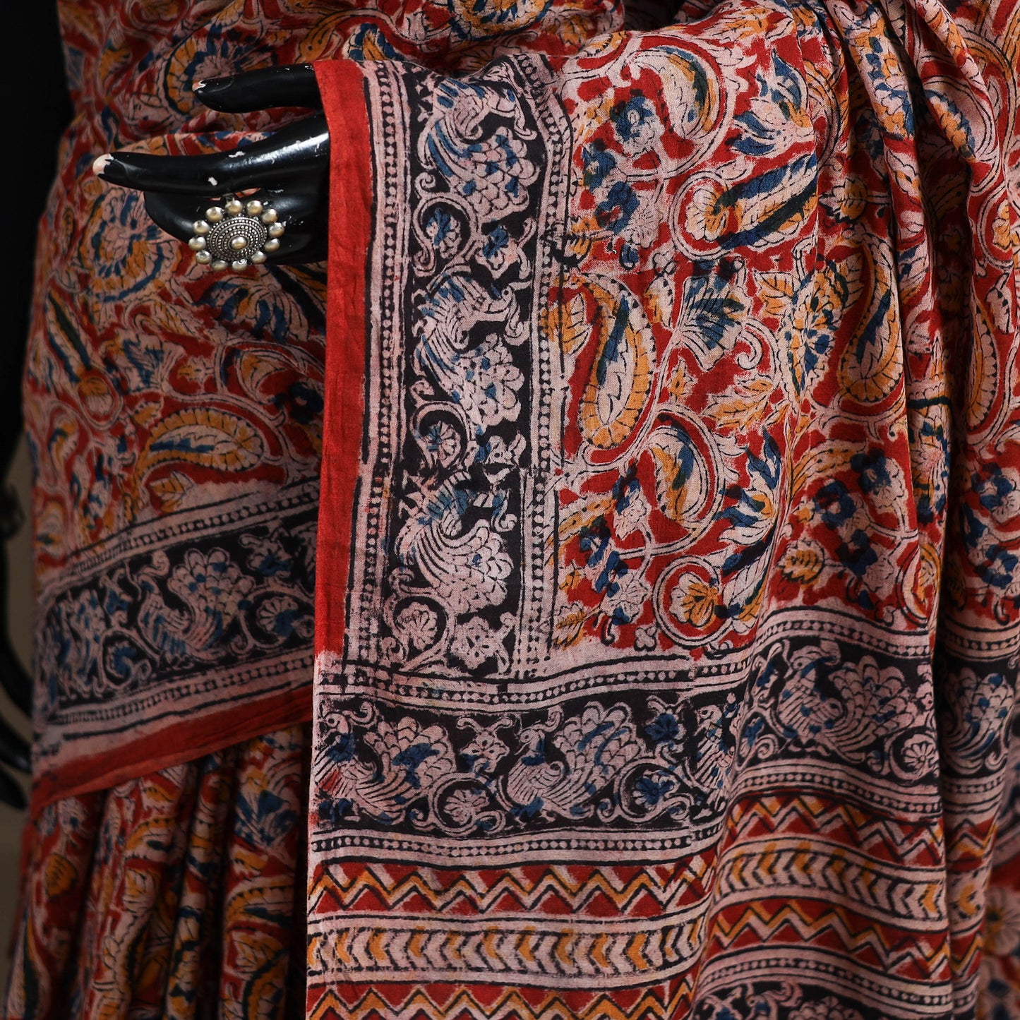 Pedana Hand Block Print Natural Dyed Cotton Kalamkari Saree 46