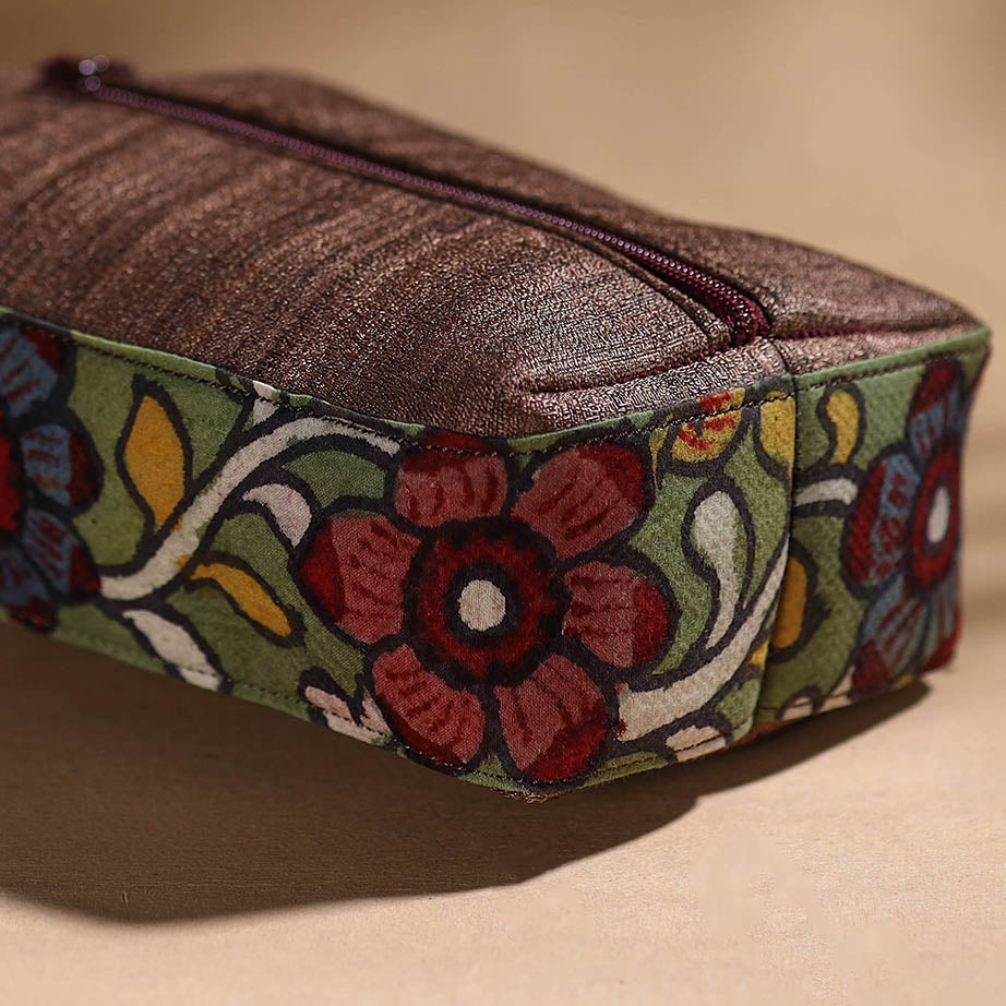 Green - Handpainted Kalamkari Multipurpose Cosmetic/Toiletry Bag 22