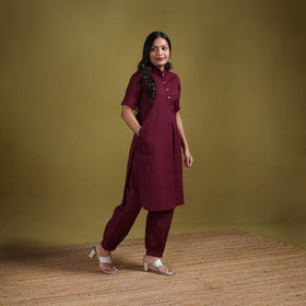 Hand Embroidered Flex Cotton Plain Straight Kurta & Afghani Salwar Set for women 04