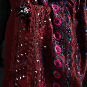 Phulkari Hand Embroidered Chanderi Silk Dupatta 10