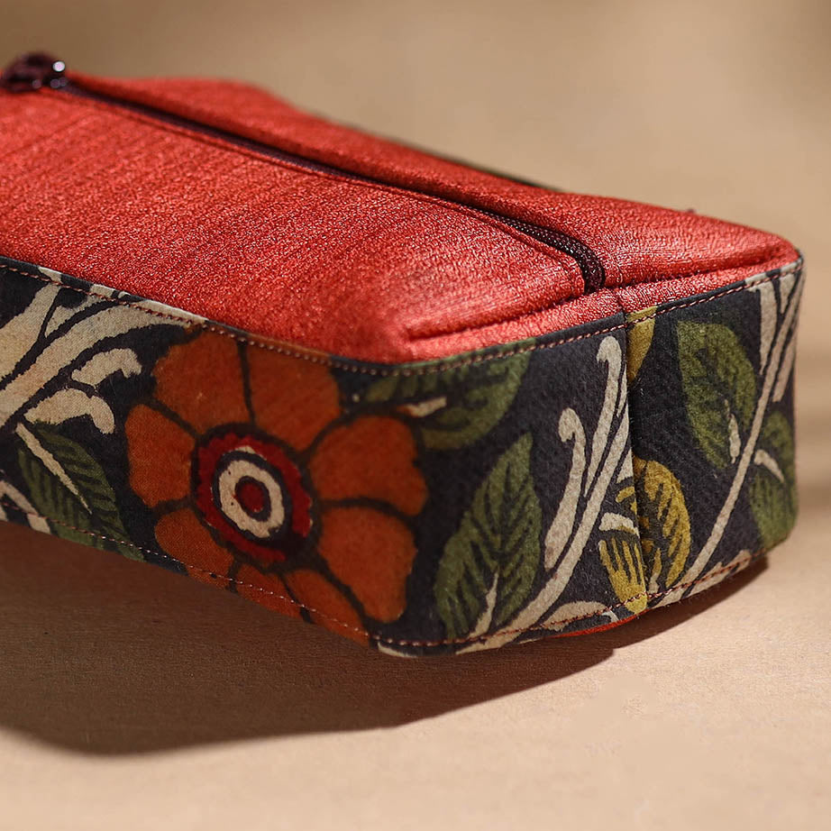 Red - Handpainted Kalamkari Multipurpose Cosmetic/Toiletry Bag 23