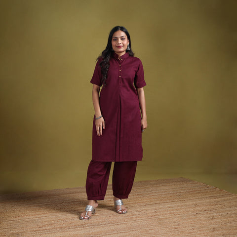 Hand Embroidered Flex Cotton Plain Straight Kurta & Afghani Salwar Set for women 04