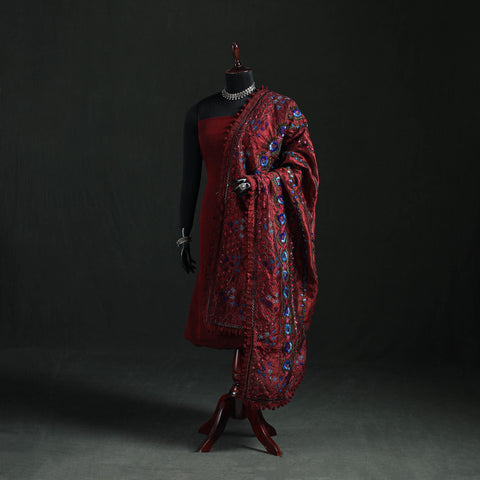 Phulkari Hand Embroidered Chanderi Silk Dupatta 11