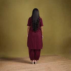 Hand Embroidered Flex Cotton Plain Straight Kurta & Afghani Salwar Set for women 04