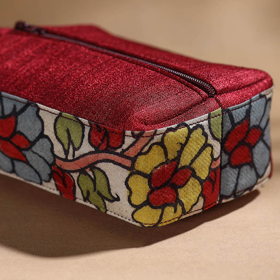 White - Handpainted Kalamkari Multipurpose Cosmetic/Toiletry Bag 25