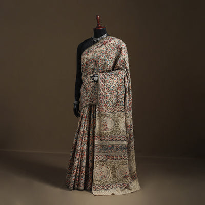 Pedana Hand Block Print Natural Dyed Cotton Kalamkari Saree 47