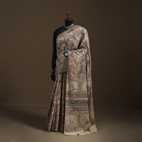 Pedana Hand Block Print Natural Dyed Cotton Kalamkari Saree 47