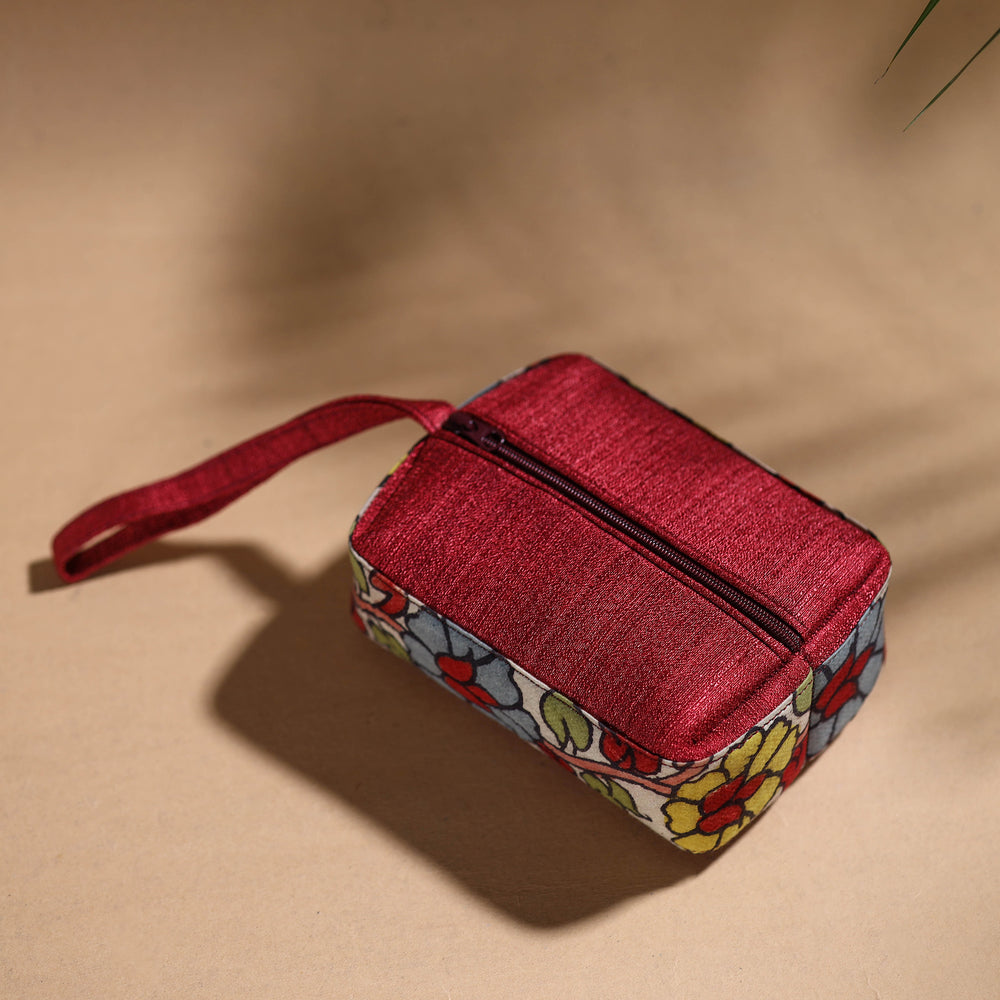 Red - Handpainted Kalamkari Multipurpose Cosmetic/Toiletry Bag 25