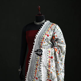Phulkari Hand Embroidered Chanderi Silk Dupatta 12
