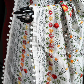 Phulkari Hand Embroidered Chanderi Silk Dupatta 12