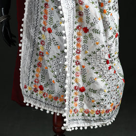 Phulkari Hand Embroidered Chanderi Silk Dupatta 12