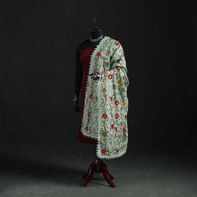 Phulkari Hand Embroidered Chanderi Silk Dupatta 13