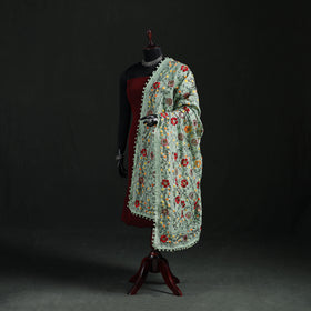 Phulkari Hand Embroidered Chanderi Silk Dupatta 13