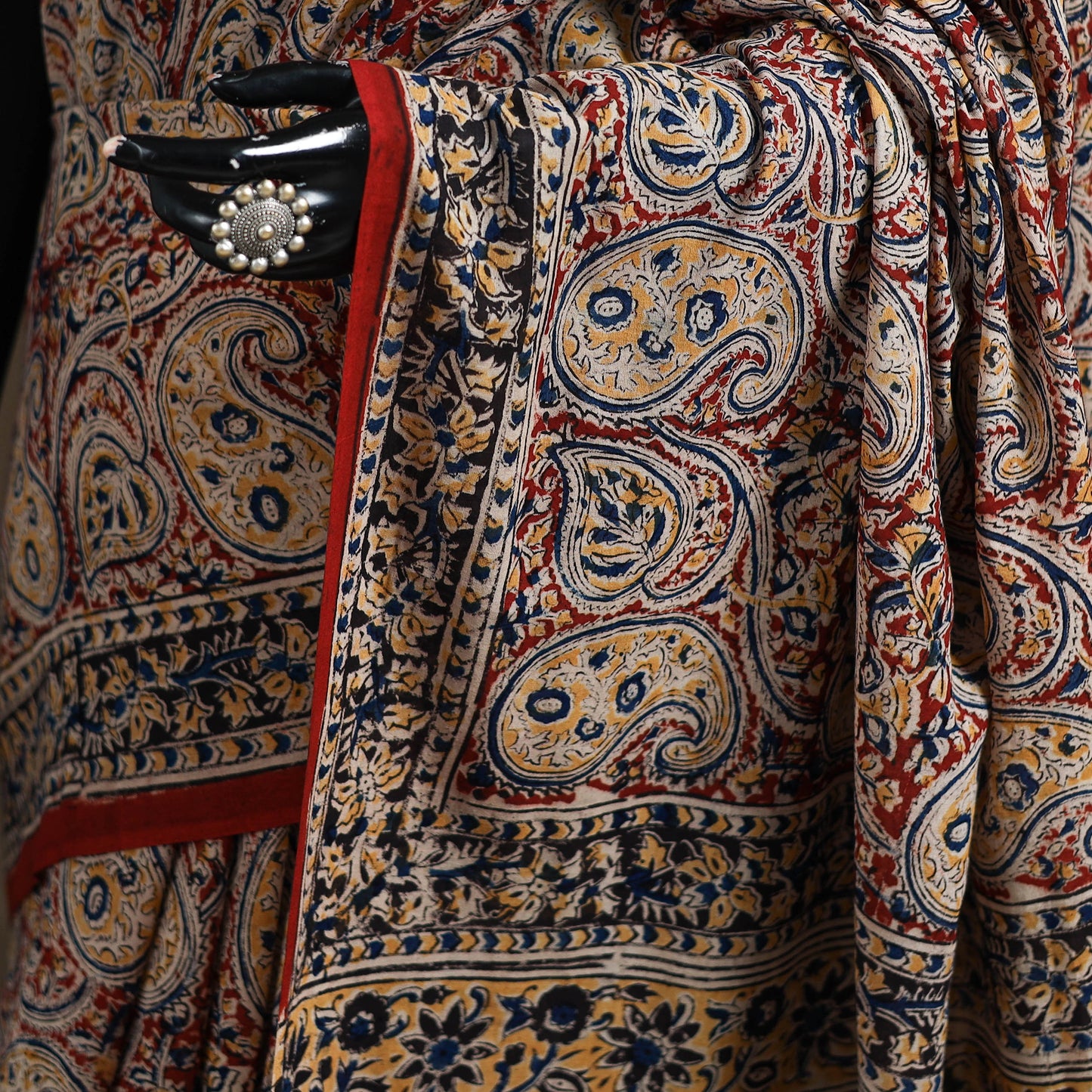 Pedana Hand Block Print Natural Dyed Cotton Kalamkari Saree 48