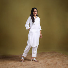 Sequin Work Flex Cotton Plain Straight Kurta with Pant Set for women 07