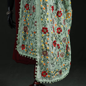 Phulkari Hand Embroidered Chanderi Silk Dupatta 13