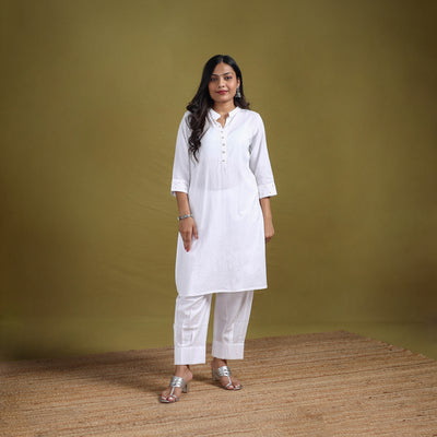Sequin Work Flex Cotton Plain Straight Kurta with Pant Set for women 07